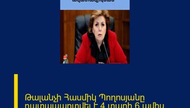 Թալանչի Հասմիկ Պողոսյանը դատապարտվել է 4 տարի 6 ամիս ժամկետով ազատազրկման