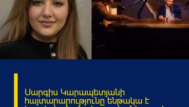 Սարգիս Կարապետյանի հայտարարությունը ենթակա է իրավական գնահատականի` որպես հանրային խոսք. Նունե Դավթյան