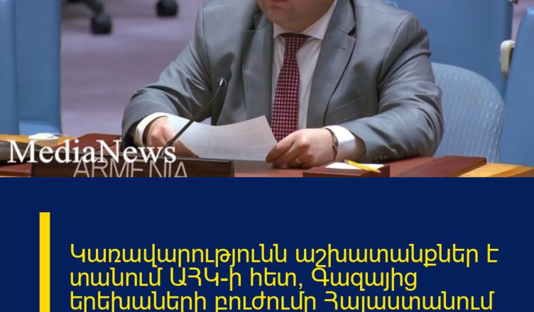 Կառավարությունն աշխատանքներ է տանում ԱՀԿ-ի հետ՝ Գազայից երեխաների բուժումը Հայաստանում կազմակերպելու նպատակով. Ժիրայր Անանյան