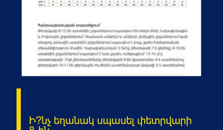 Ի՞նչ եղանակ սպասել  փետրվարի   8-ին