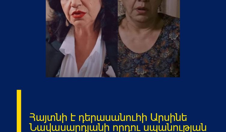 Հայտնի է դերասանուհի Արսինե Նավասարդյանի որդու սպանության պատճառը.