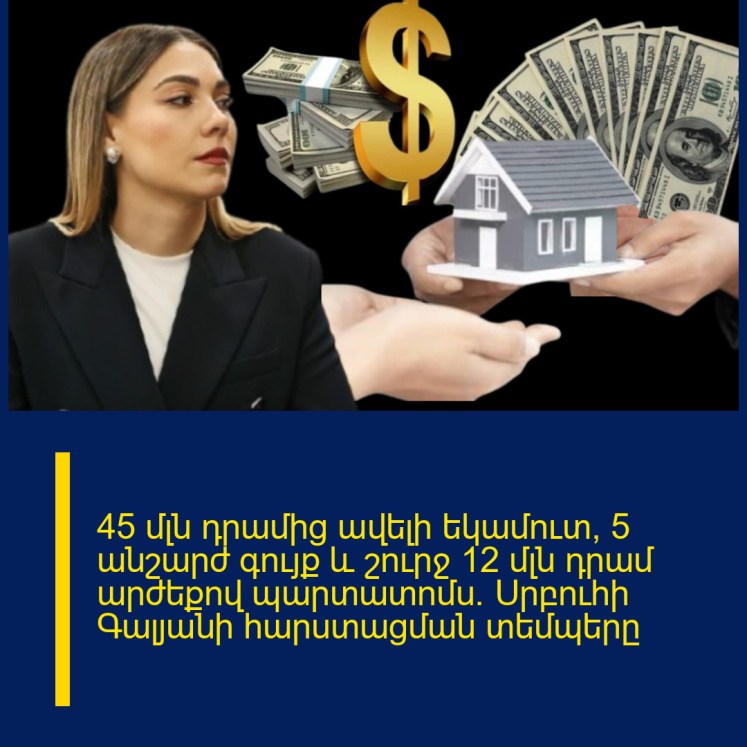 45 մլն դրամից ավելի եկամուտ, 5 անշարժ գույք և շուրջ 12 մլն դրամ արժեքով պարտատոմս. Սրբուհի Գալյանի հարստացման տեմպերը