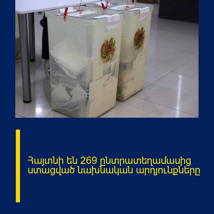 Հայտնի են 269 ընտրատեղամասից ստացված նախնական արդյունքները